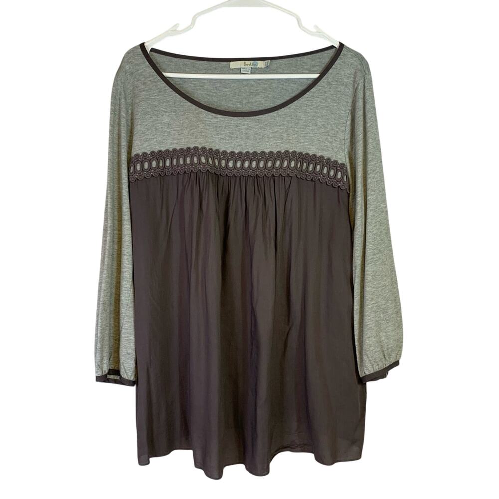 Boden Grey Smock Blouse Size 14 1077